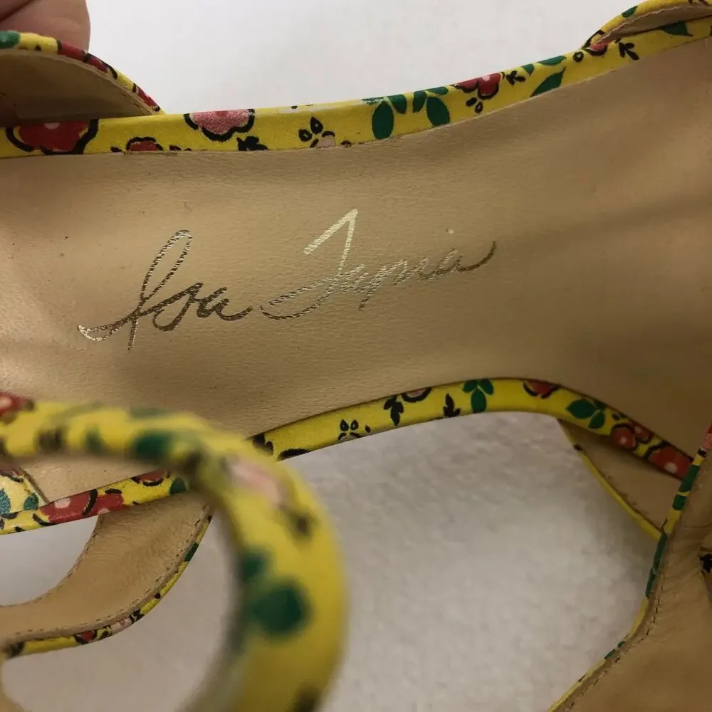 Isa Tapia Evie Sandal Yellow Floral Ruffle Strap Heeled